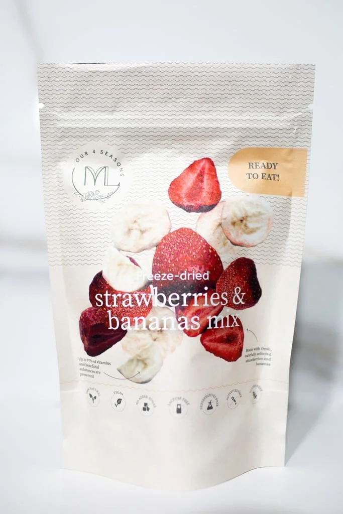 Liofilizuotos braškės su bananais, 30g