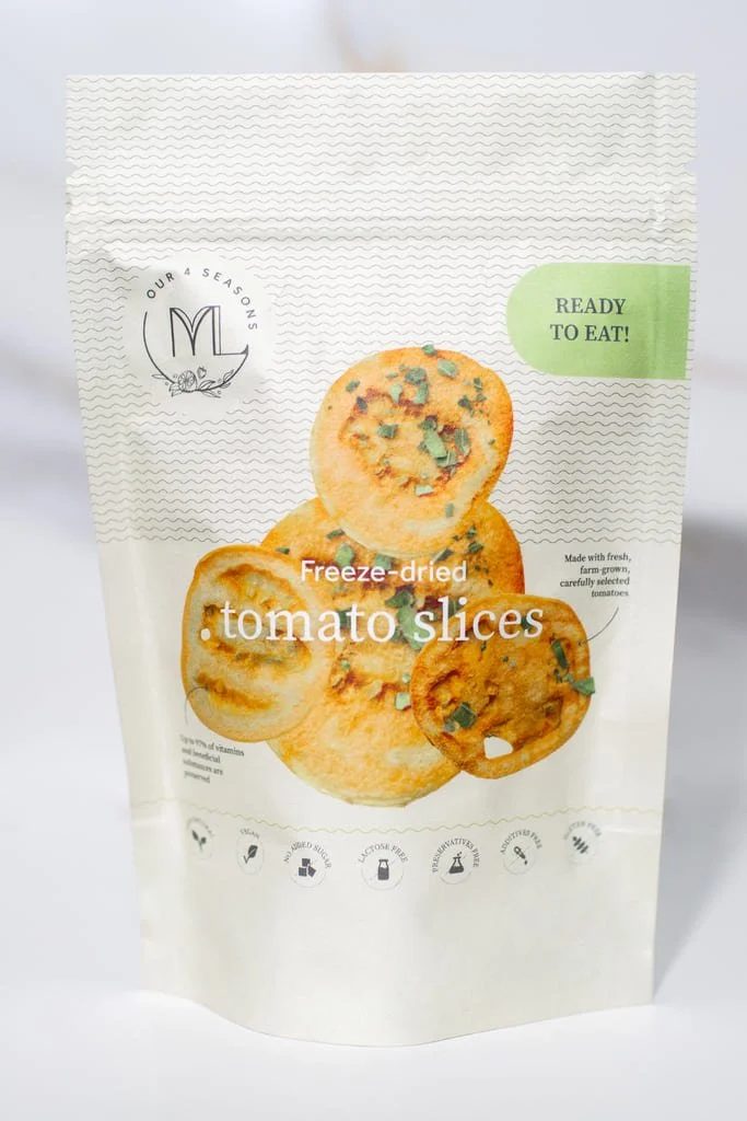 Liofilizuoti pomidorai su druska ir bazilikais, 12g