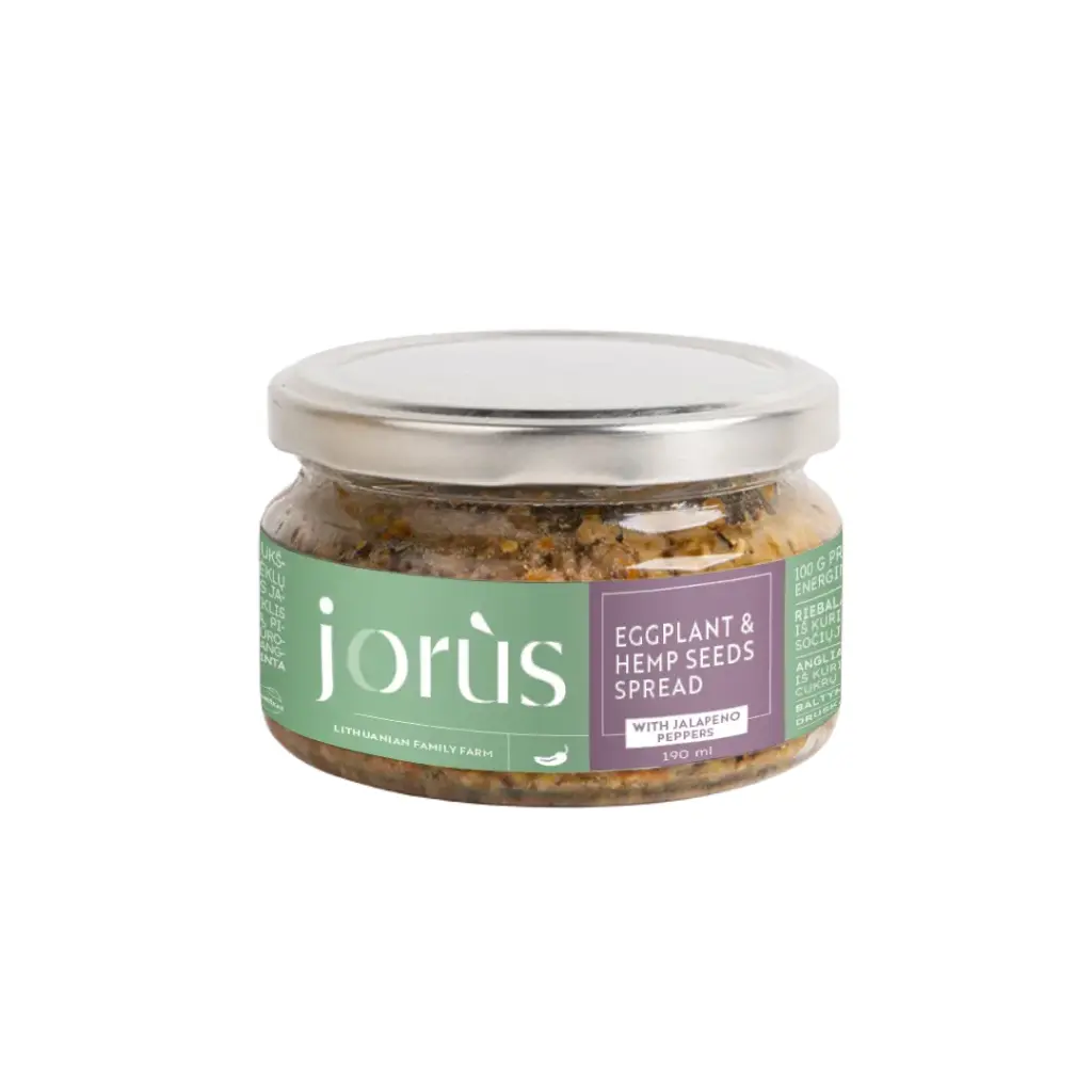 Baklažanų ir kanapių sėklų užtepėlė su jalapeno pipirais, 190 g