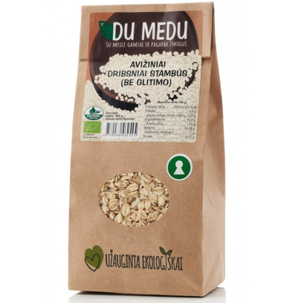 Eko. Avižiniai Dribsniai Stambūs (Be Glitimo) 500g