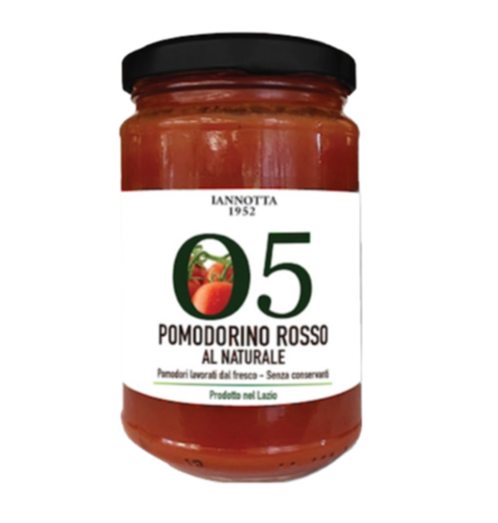 Natūralūs Lazio raudonieji vyšniniai pomidorai  290g              Pomodorino rosso del Lazio al naturale 290gr