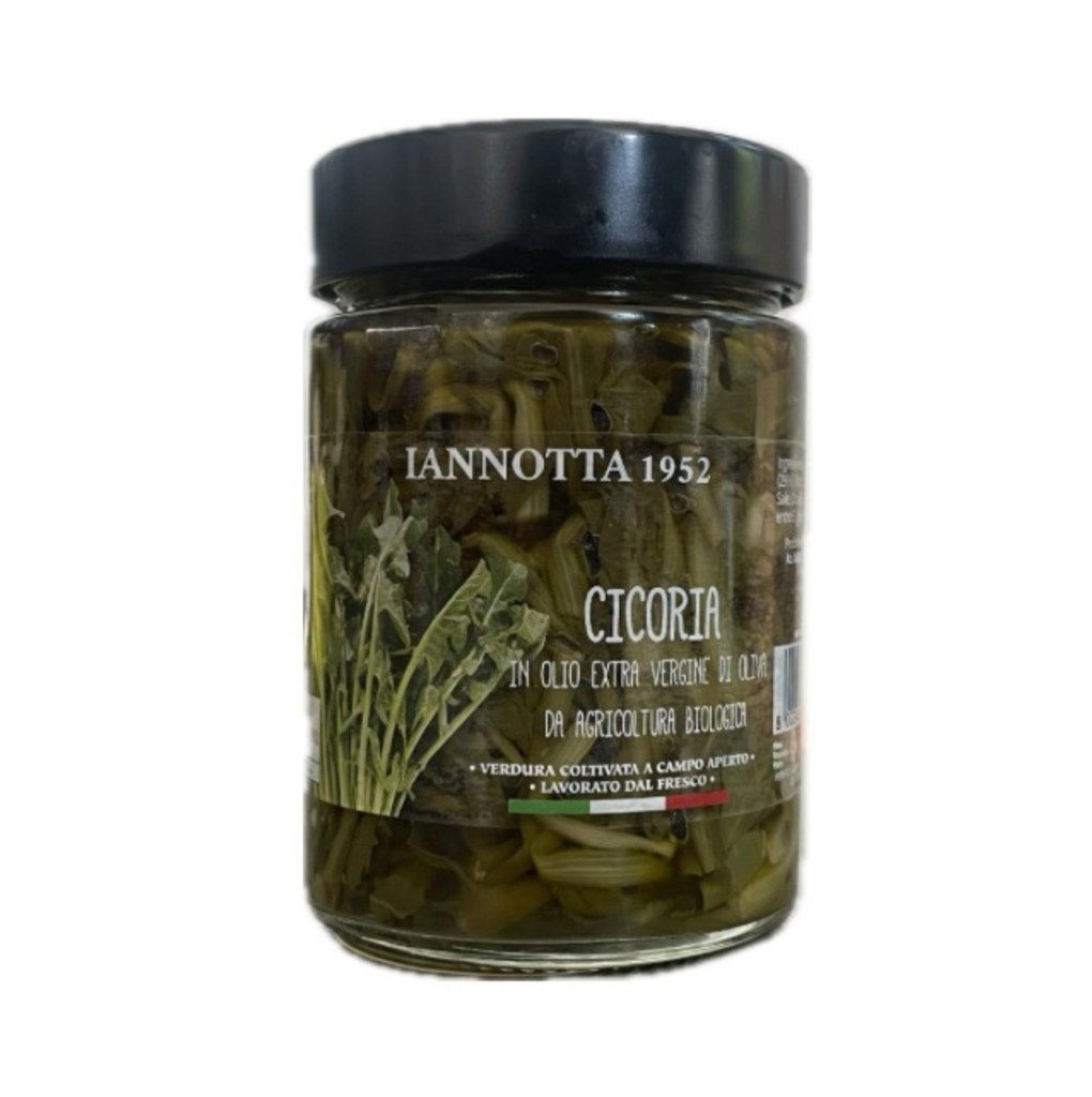 Ekologiškos laukinės cikorijos tyrame alyvuogių aliejuje 320g                                                                Cicoria di campo 320gr BIO