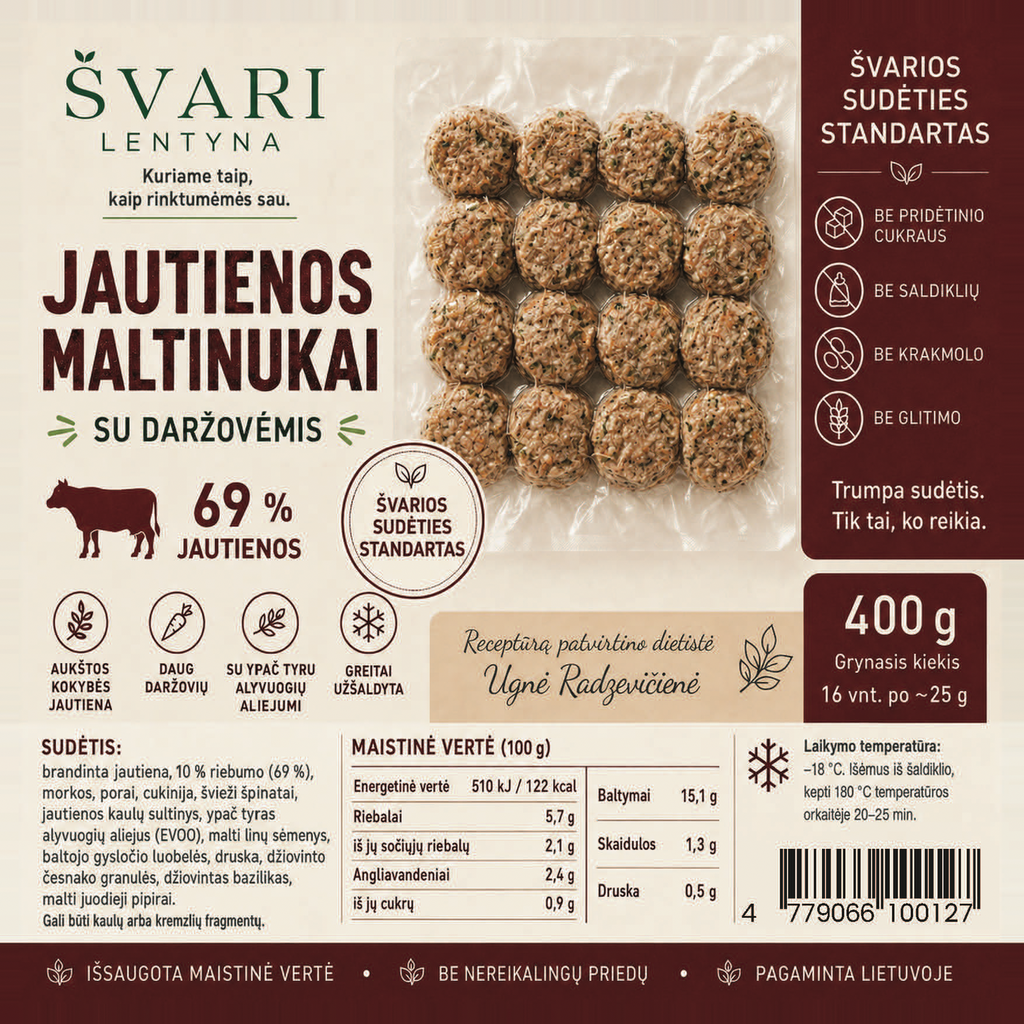Brandintos jautienos maltinukai su daržovėmis, 400g