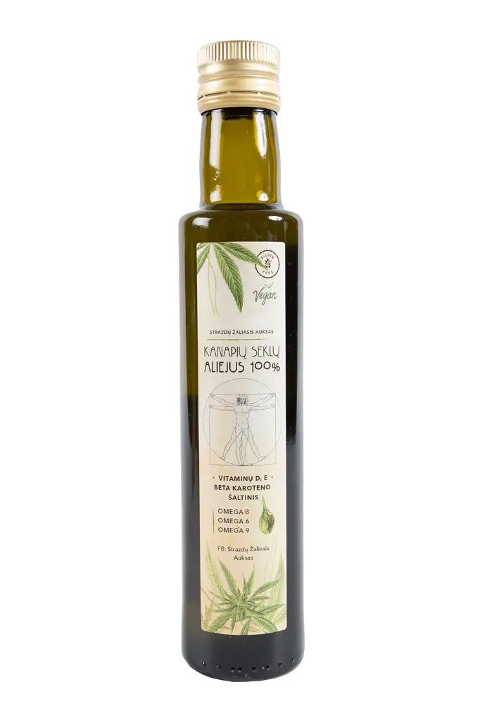 Kanapių aliejus - šviežias nefiltruotas, 250ml
