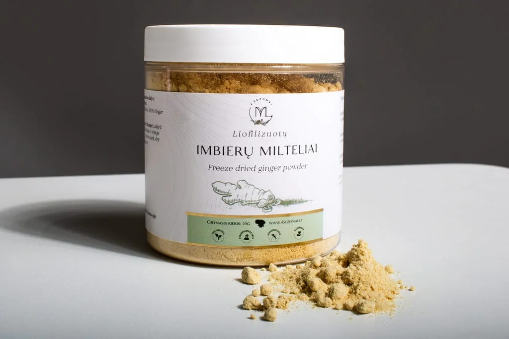 Liofilizuotų imbierų milteliai, 55g